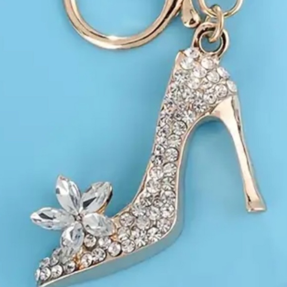 Fashion Rhinestone High-heeled Shoe Key Chain - About 4.5 Inches Long - Picture 1 of 7